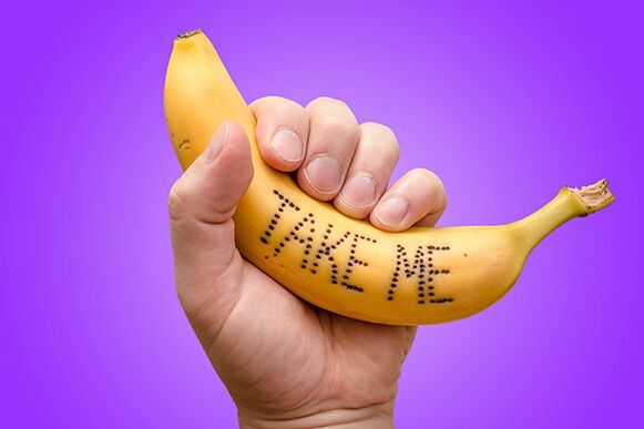 A banana in the hand symbolizes a penis with a big head