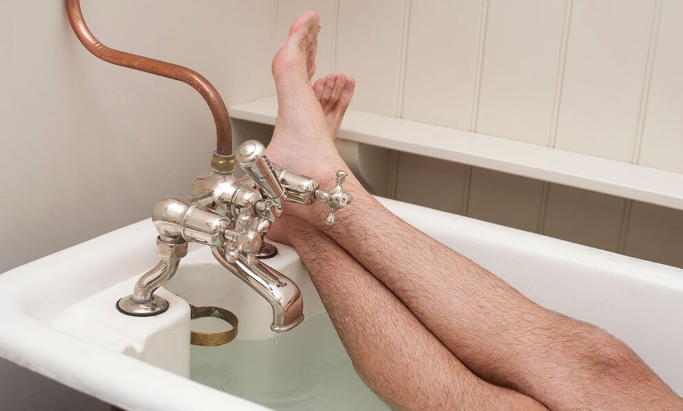 A man takes a bath with soda