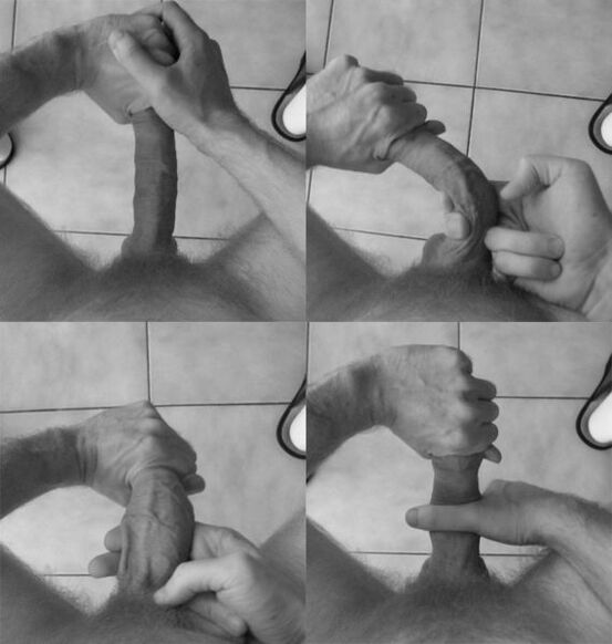 The flexion of the penis to increase the size of the organ